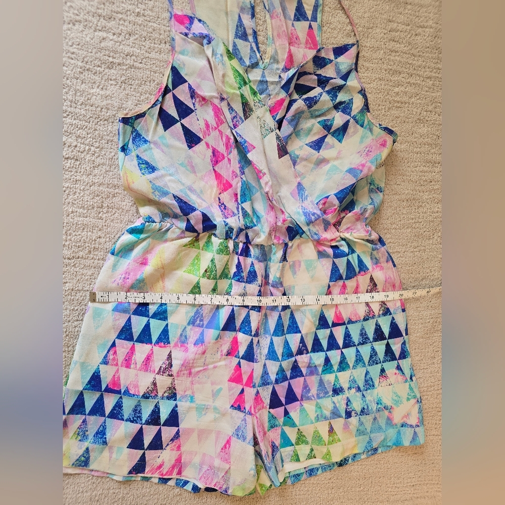Amanda Uprichard for REVOLVE Geometric Pattern 100% Silk Romper - Size Large - Picture 15 of 16